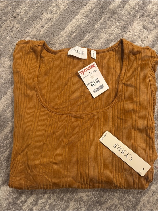 Cyrus Tops - Cyrus Women's Ribbed Scoop Neck Long Sleeve / scooped neck / Mustard Gold